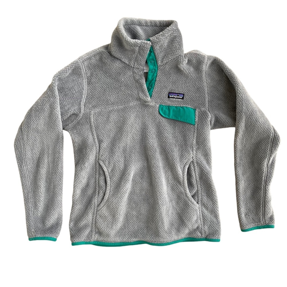 ⭐️ Patagonia Re-Tool Light Gray Snap Fleece Pullover Jacket Small Athleisure